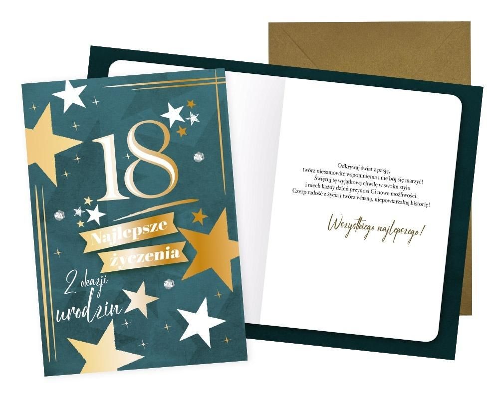Kukartka Karnet DK-1286 Urodziny 18 cyfry, osiemnastka, gwiazdki - artykuł papierniczy