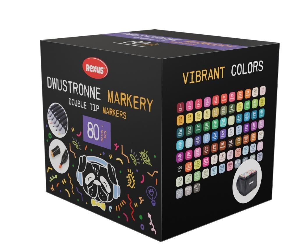 Marker dwustronny 80 kolorów