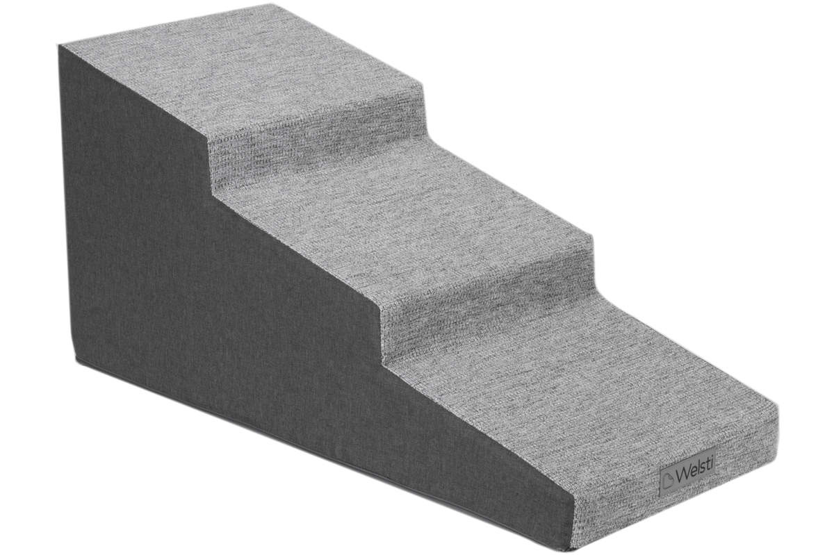 Schody dla psa Welsti 40cm 3 pochylne stopnie ciemne szare