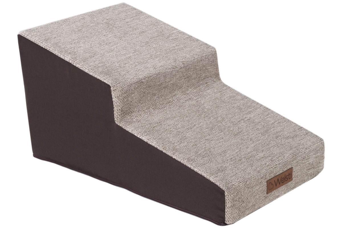 Schody dla psa 30cm 2 pochylne stopnie beżowo-brązowe