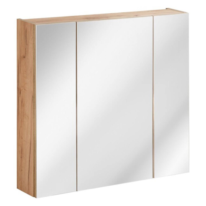 Szafka z Lustrem 80cm 3 Drzwi Kolekcja Capri Oak Dąb Złoty Craft