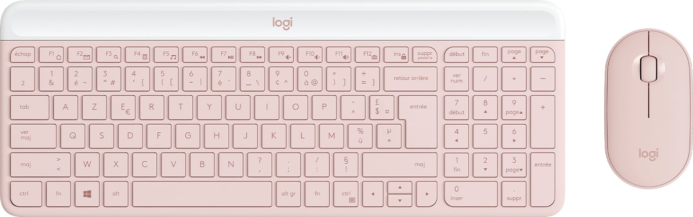 Logitech 920-011316 klawiatura Dołączona myszka Biuro RF Wireless AZERTY Francuski Różowy 920-011316