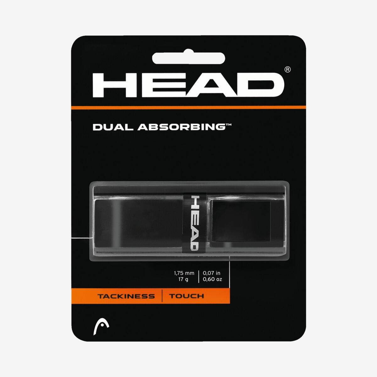 Head podstawowej Owijka rękojeści Dual Absorbing, czarna, One Size, 285034-BK 0724794482209