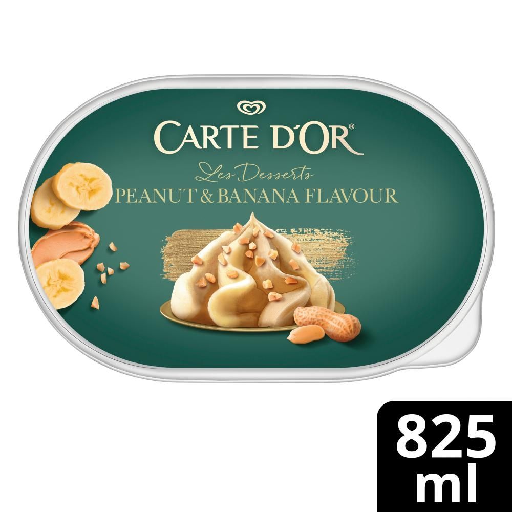 Carte D'Or Les Desserts Wegańskie lody o smaku orzeszków ziemnych i o smaku bananowym 825 ml