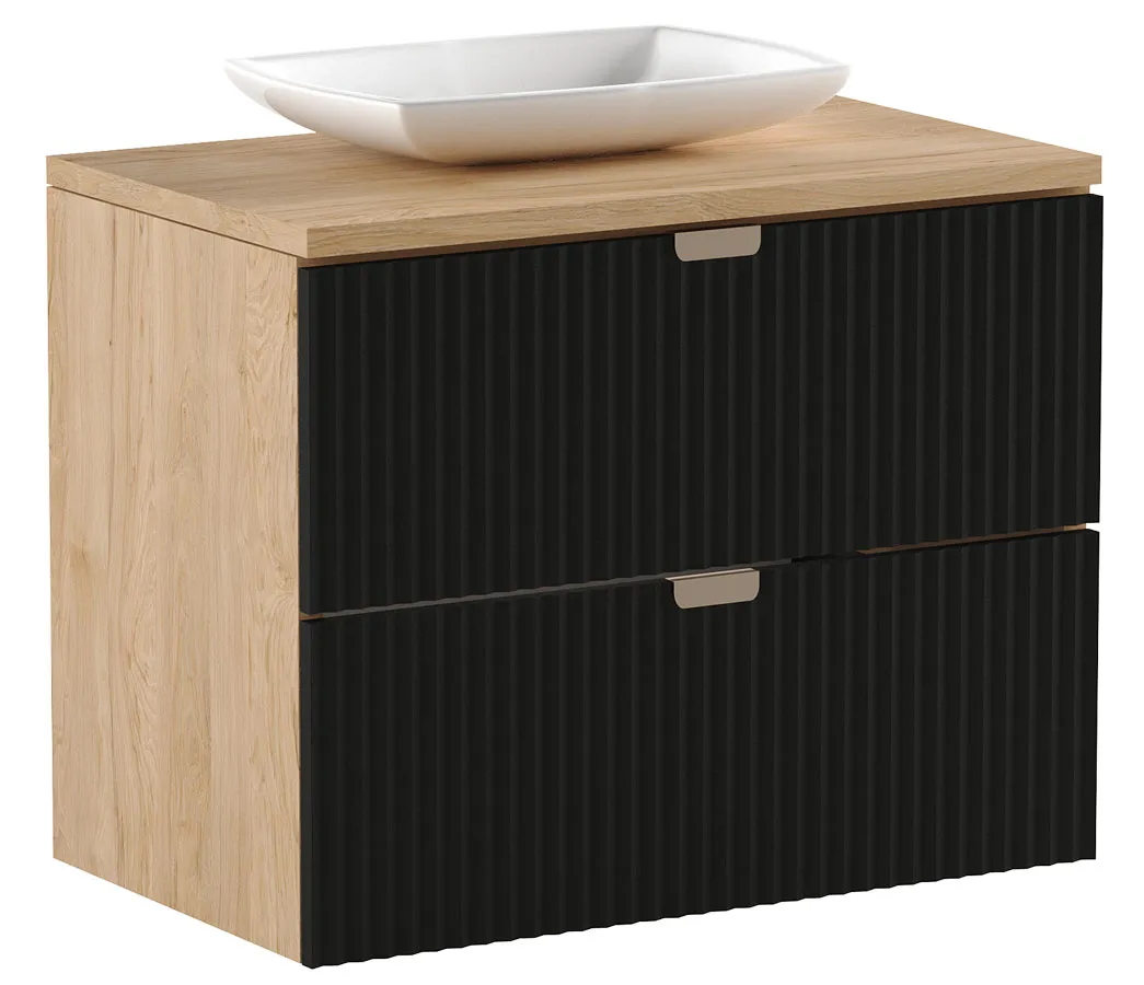 Szafka pod umywalkę z 2 szufladami czarny + orzech - Enda 4X