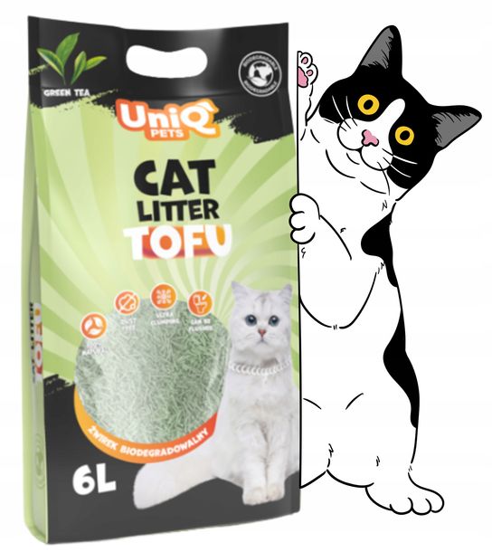 ŻWIREK DLA KOTA TOFU zielona herbata biodegradowalny 2,5kg / 6l UNIQ PETS