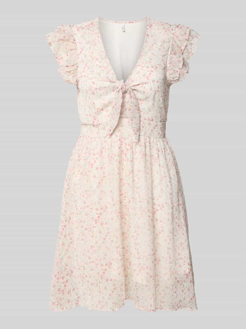 Sukienka szyfonowa taliowana z abstrakcyjnym wzorem model ‘ASTA LIFE’