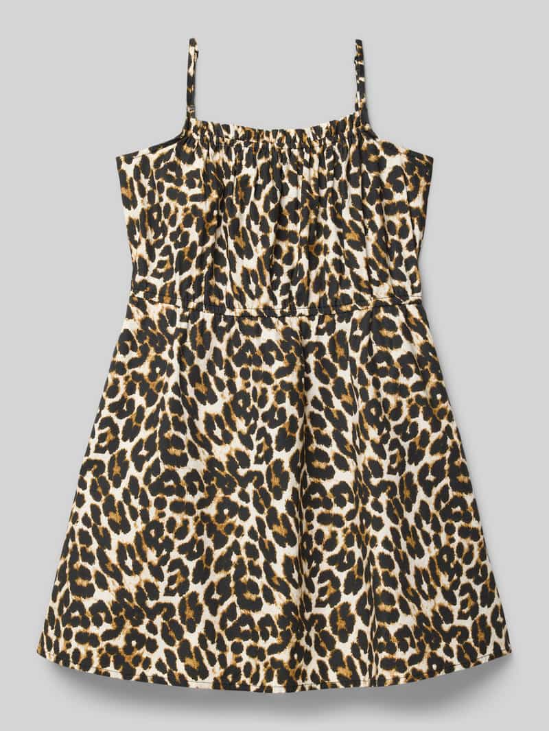 Sukienka mini taliowana ze wzorem na całej powierzchni model ‘CLARA’