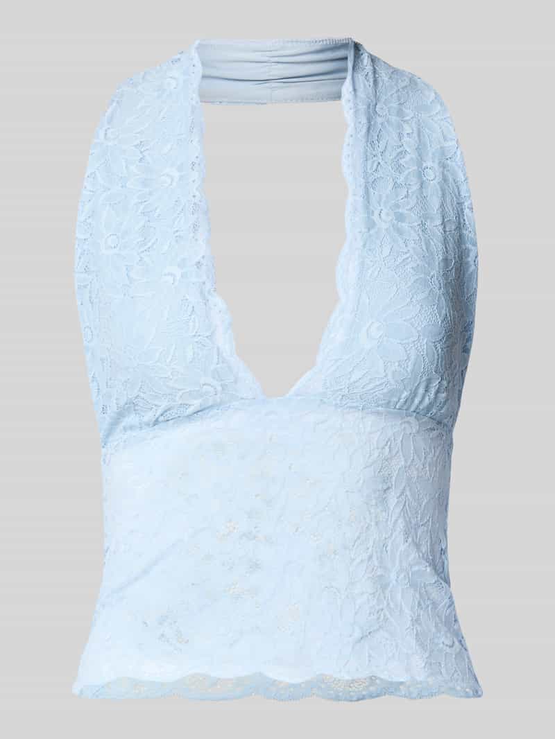 Top z koronki z wiązaniem na szyi