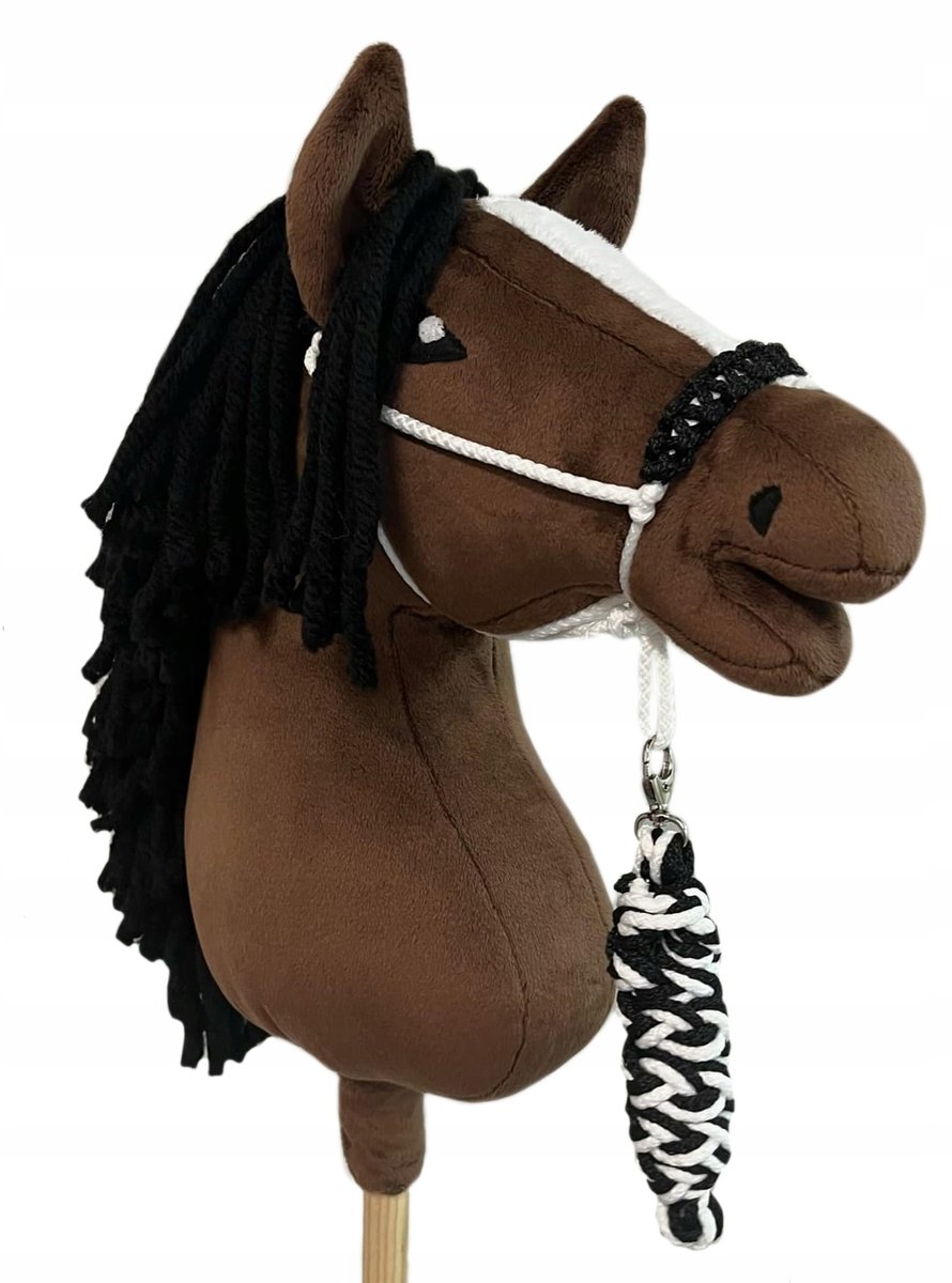 ZESTAW NR 3 DLA HOBBY HORSE A4, CZARNO-BIAŁY: HALTER + UWIĄZ, BEZ KONIA !