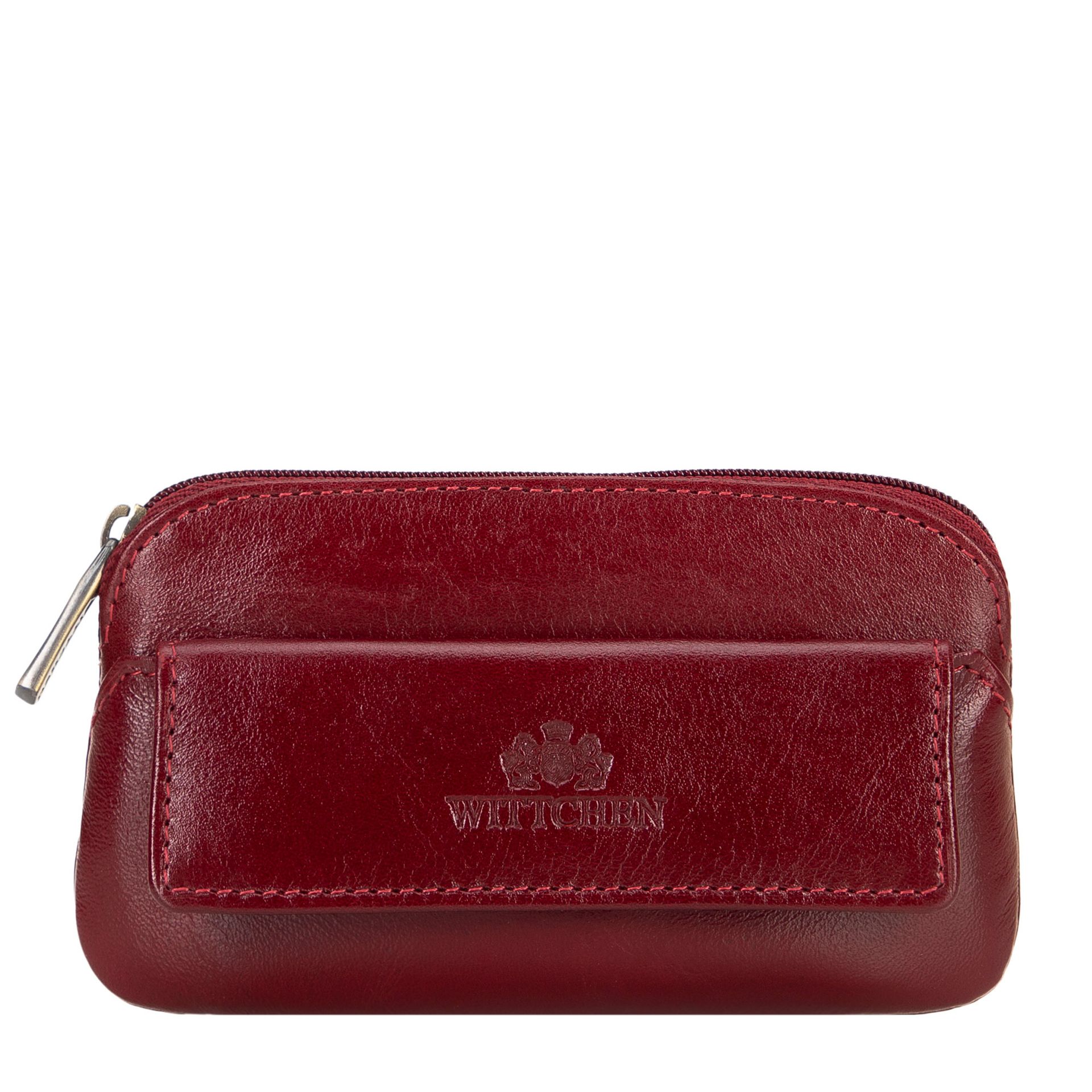 Skórzane etui na klucze z logo czerwone