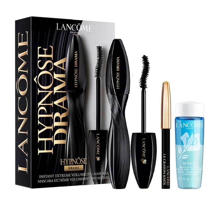 LANCOME HYPNOSE DRAMA TUSZ DO RZĘS + LE CRAYON KHOL KREDKA + BI FACIL PŁYN DO DEMAKIJAŻU