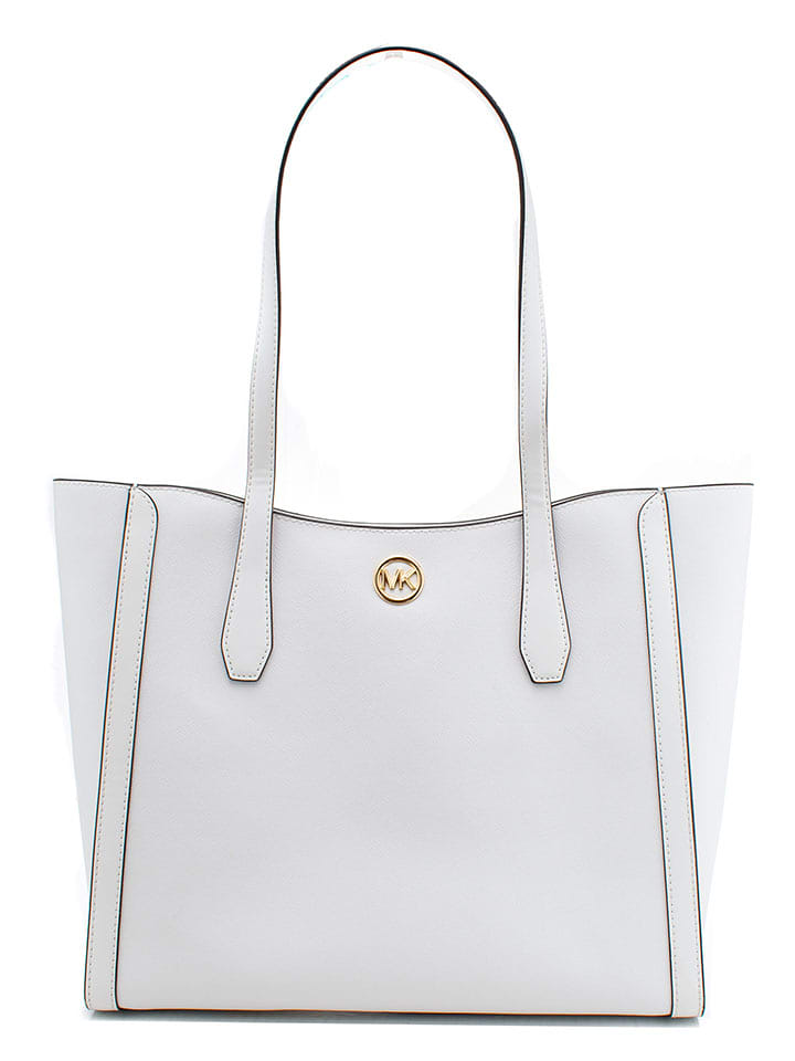 Michael Kors Skórzana torebka w kolorze białym - 40 x 28 x 11 cm