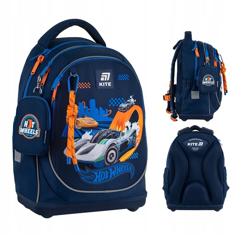 PLECAK SZKOLNY DLA CHŁOPCÓW NIEBIESKI HOT WHEELS KITE
