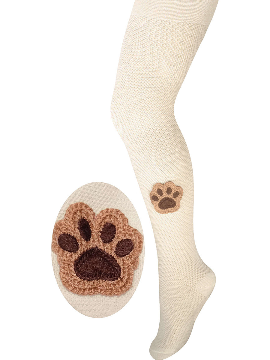 Dziecięce rajstopki z beżową łapką ecru Milusie r.92/98