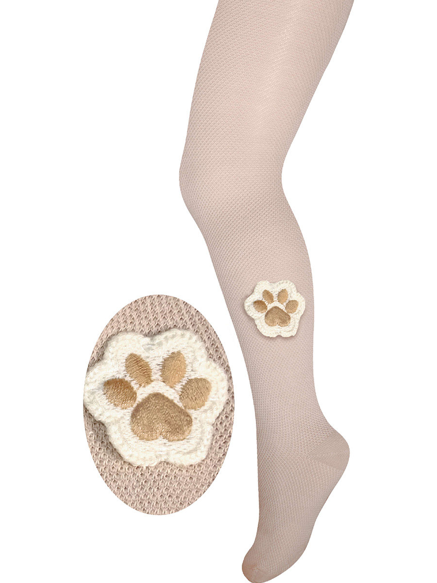 Dziecięce rajstopki z ecru łapką beżowe Milusie r.116/122