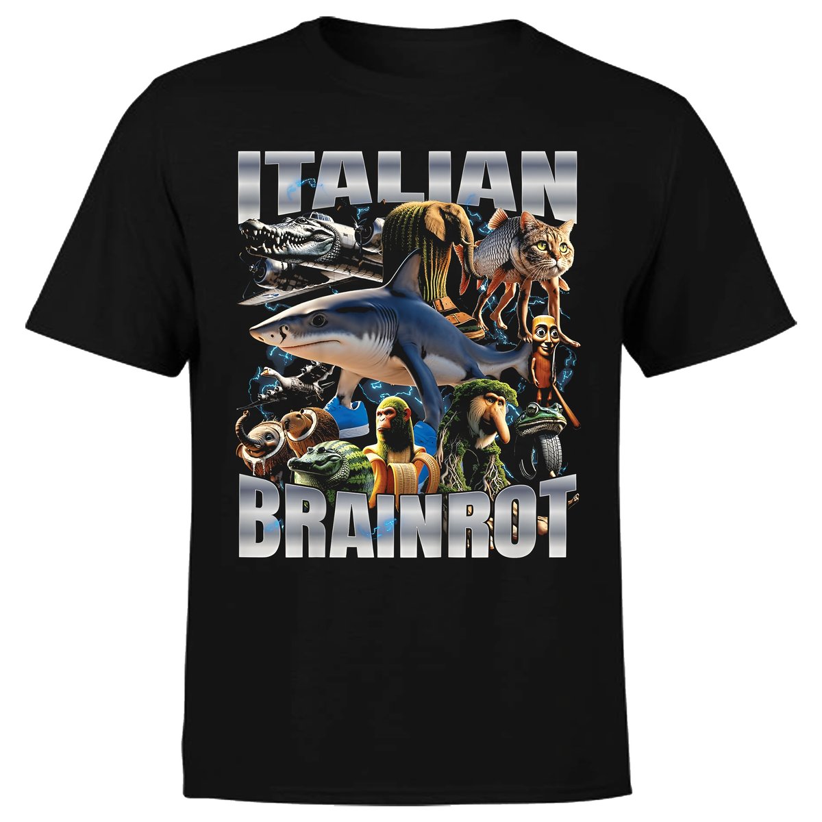 KOSZULKA MĘSKA Z NADRUKIEM ITALIAN BRAINROT MEMY TIK TOK ŚMIESZNA L