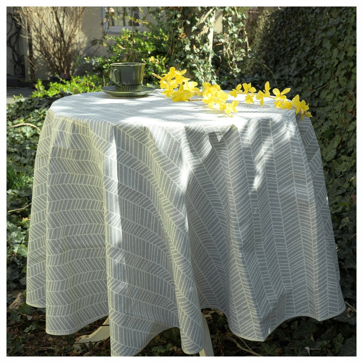 OBRUS OKRĄGŁY OGRODOWY 160cm PLAMOODPORNY WODOODPORNY NA TARAS BALKON SZARY DO KUCHNI