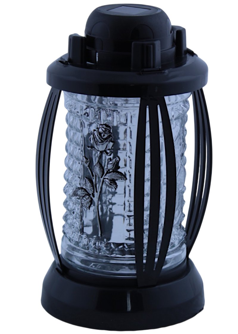 Znicz Solarny Na Grób Szklany Cmentarz LED Czarny 24 x 14 cm SOLAR-PRIMA-3