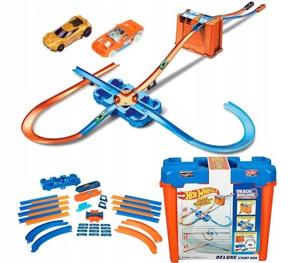 Hot Wheels Track Builder – zestaw kaskaderski w pudełku, pełen akcji!