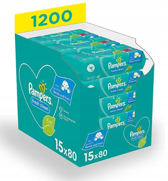 PAMPERS FRESH CLEAN CHUSTECZKI DLA NIEMOWLĄT 15x80