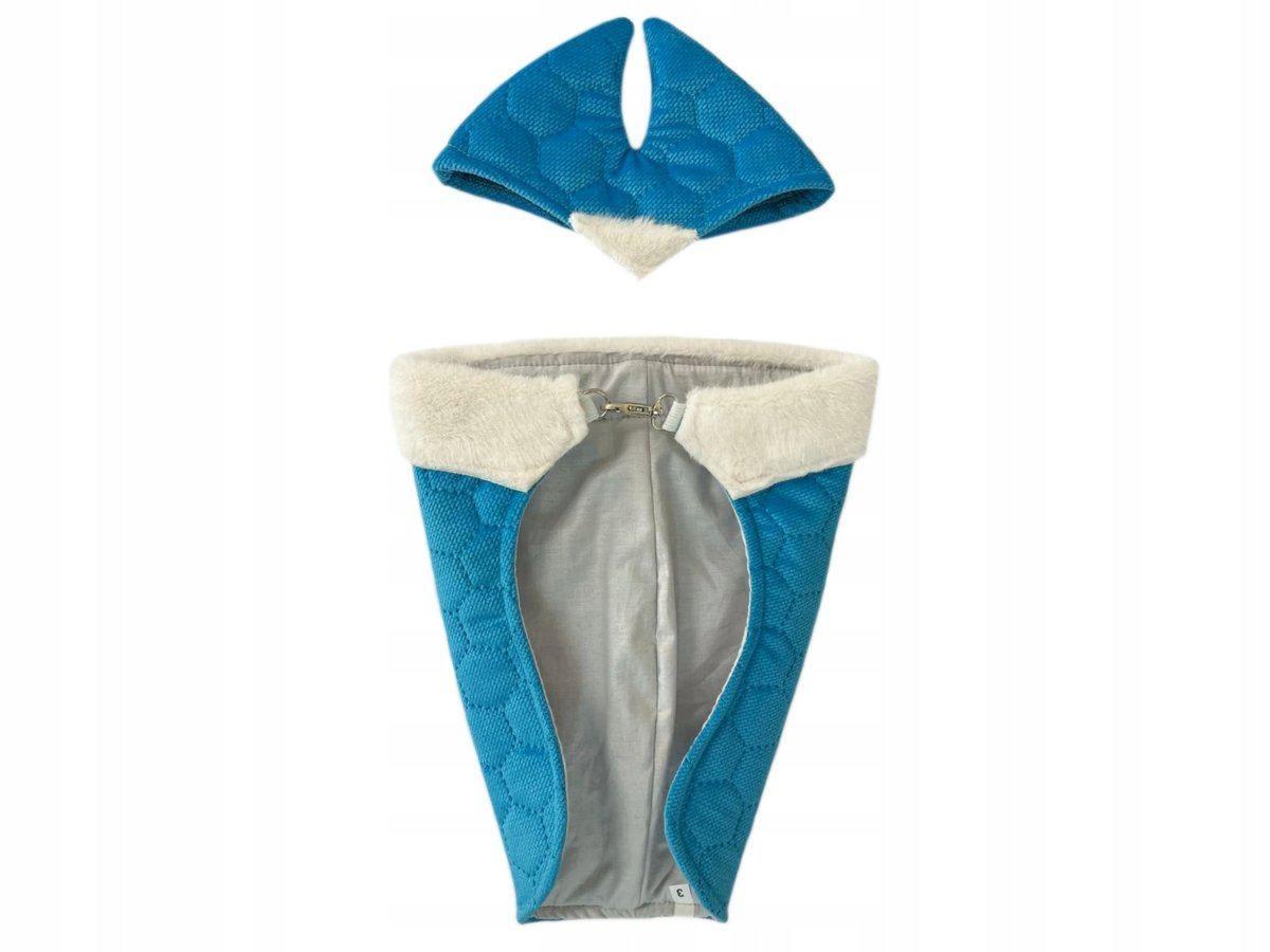 ZIMOWY ZESTAW DLA HOBBY HORSE A4: DERKA I NAUSZNIKI - NIEBIESKI, FUTERKO