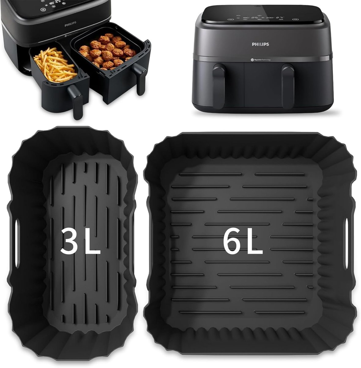 2x SILIKONOWA FOREMKA DO FRYTKOWNICY BEZTŁUSZCZOWEJ WKŁAD AIR FRYER PHILIPS