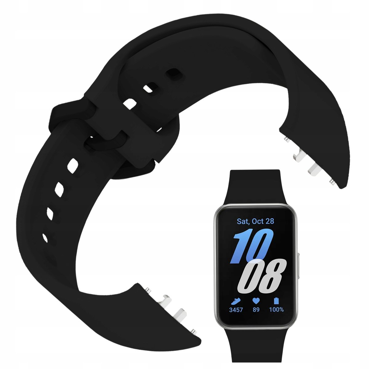 Pasek do Samsung Galaxy Fit 3 opaska do zegarka smartwatcha mocna sportowa (Black)