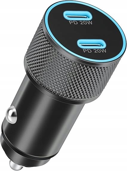 Ładowarka Samochodowa 40W 2x USB-C Szybka PD QC LED 12V/24V