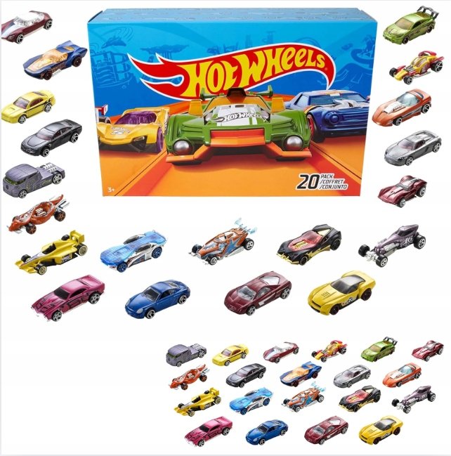 Hot Wheels zestaw 20 aut 1:64 – super zabawa i prezent, sama frajda!