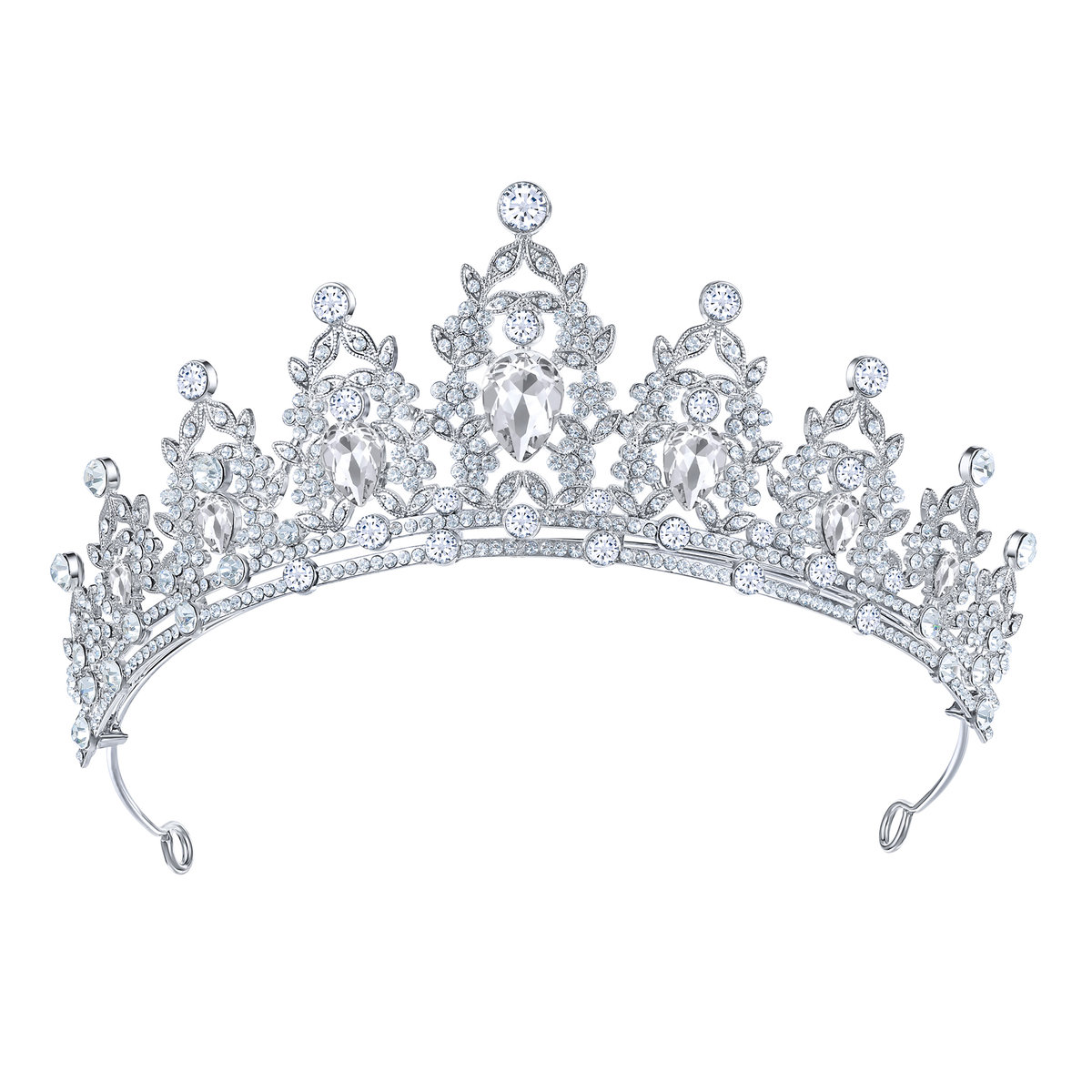 Tiara Srebrna z Cyrkoniami na bal, studniówkę, diadem ślubny glamour