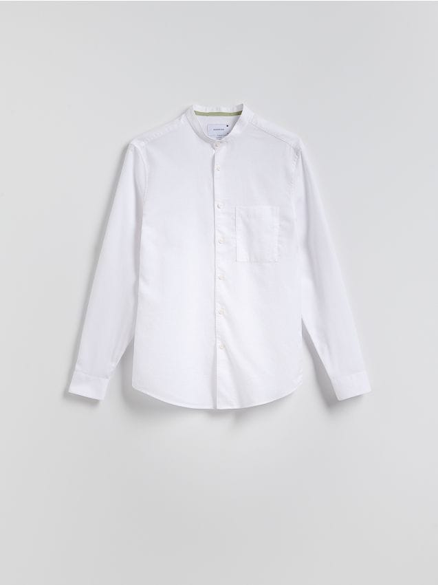 Reserved - Koszula slim fit ze stójką - biały