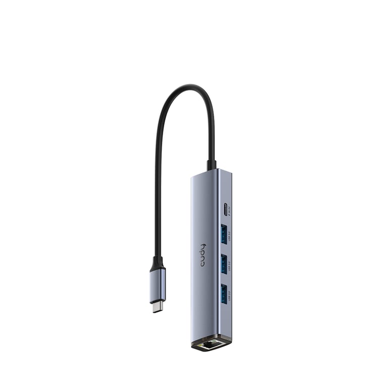 Cudy UH605 huby i koncentratory USB 3.2 Gen 1 (3.1 Gen 1) Type-C 5000 Mbit/s Szary, Srebrny