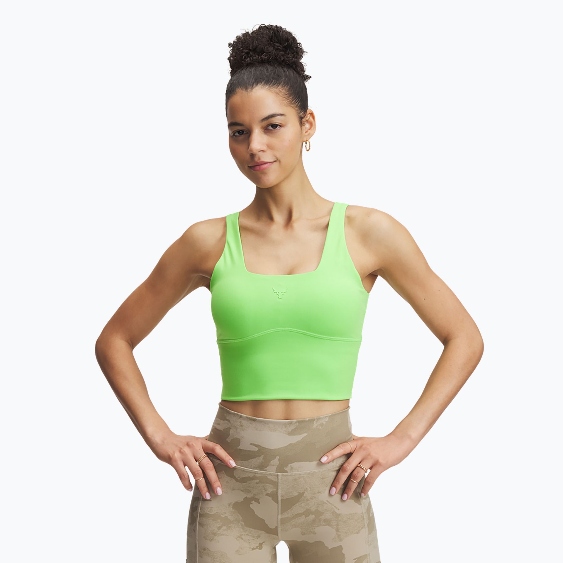 Biustonosz treningowy Under Armour Project Rock Fitted Bra Tank cyber green/cyber green WYSYŁKA W 24H 30 DNI NA ZWROT