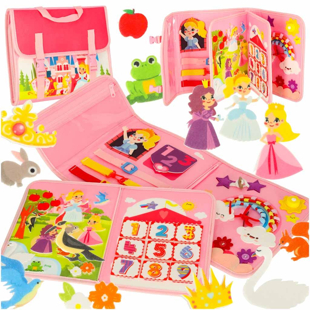 Tablica manipulacyjna sensoryczna montessori walizka plecak różowa Kik Sp. z o. o. Sp. k.