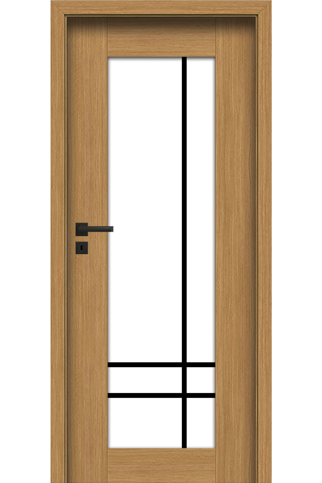 Pol-Skone Dzwi Wewnętrzne Z Szybą Samos V1S5 Laminowane Dąb Polski