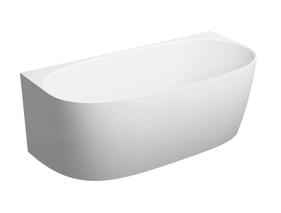 Omnires Wanna przyścienna Valencia M+ 148x77 cm owalna odlew mineralny biały mat VALENCIA148WPBM