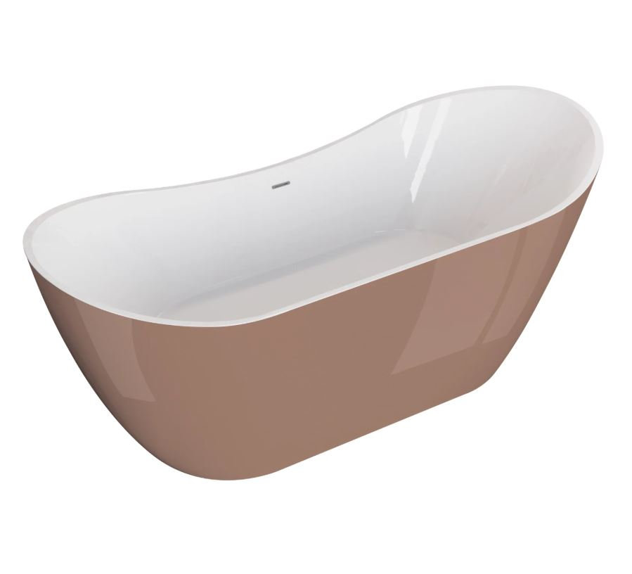 Polimat Wanna wolnostojąca Abi 180x80 cm owalna mokka syfon i przelew chrom 00633