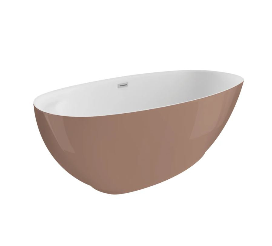 Polimat Wanna wolnostojąca Kivi 165x75 cm owalna mokka syfon i przelew chrom 00632