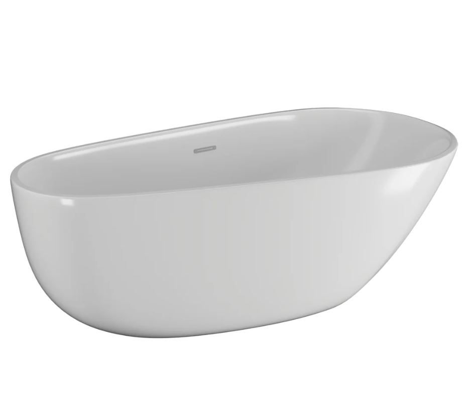 Polimat Wanna wolnostojąca Shila 170x85 cm owalna biały mat syfon i przelew chrom 00651