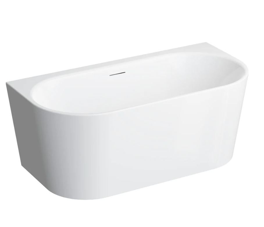 Polimat Wanna przyścienna Sola 150x75 cm owalna biały mat syfon chrom 00655