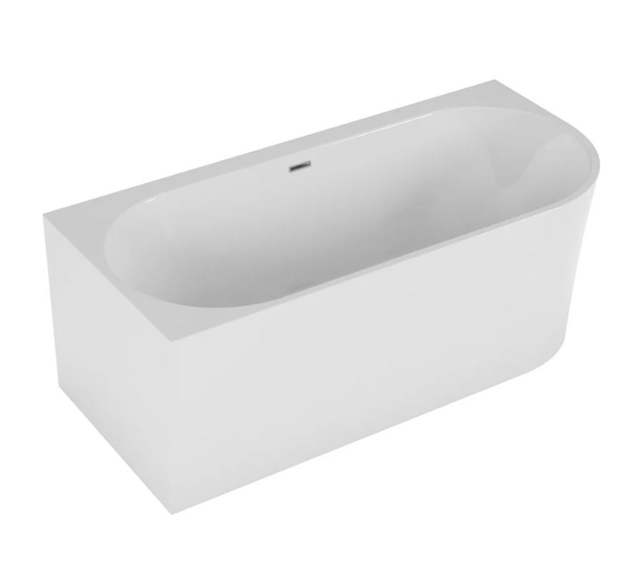 Polimat Wanna narożna lewa Sola 160x75 cm owalna biały mat syfon i przelew chrom 00652