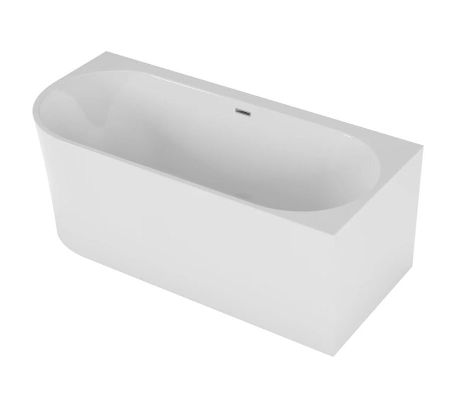 Polimat Wanna narożna prawa Sola 160x75 cm owalna biały mat syfon i przelew chrom 00653