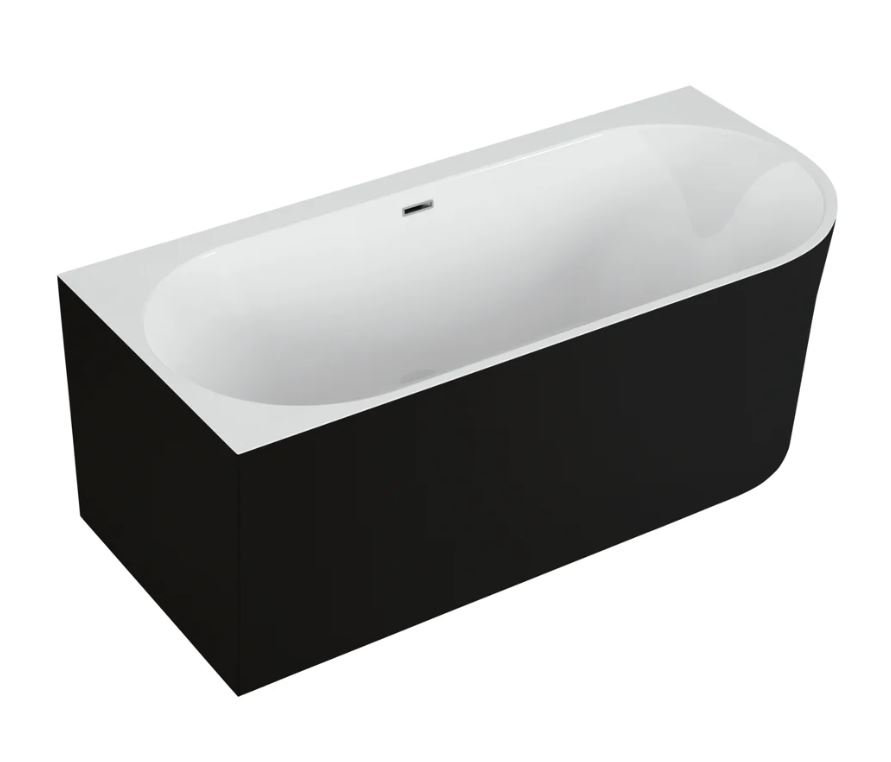Polimat Wanna narożna lewa Sola 170x75 cm owalna czarny mat syfon i przelew chrom 00672