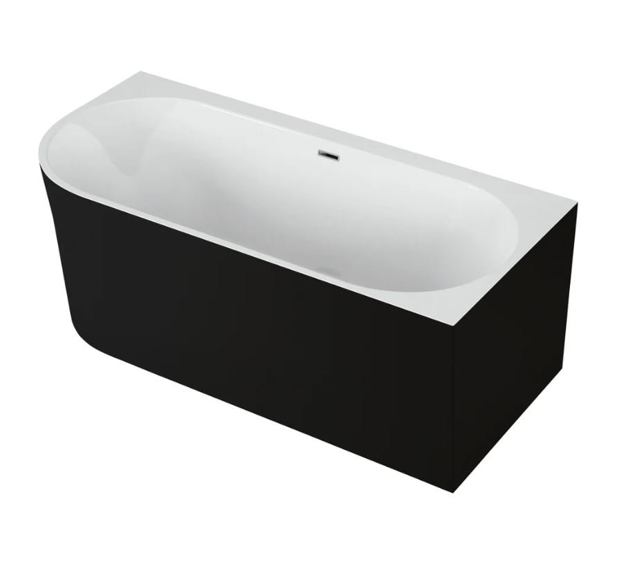 Polimat Wanna narożna prawa Sola 170x75 cm owalna czarny mat syfon i przelew chrom 00681
