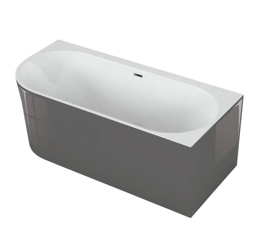 Polimat Wanna narożna prawa Sola 170x75 cm owalna stylowy grafit syfon i przelew chrom 00685