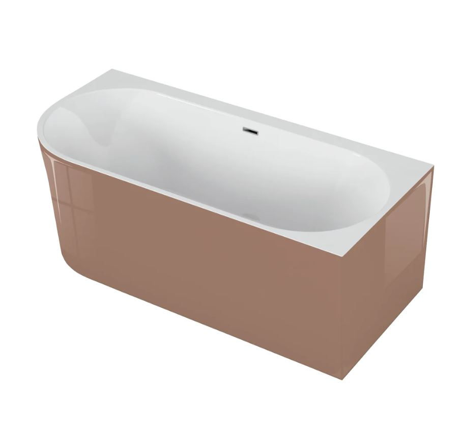 Polimat Wanna narożna prawa Sola 170x75 cm owalna mokka syfon i przelew chrom 00694