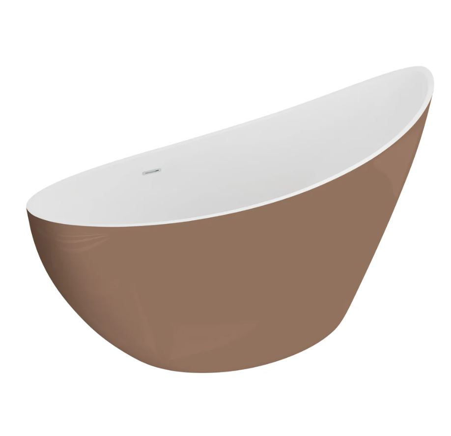 Polimat Wanna wolnostojąca Zoe 180x80 cm owalna mokka syfon i przelew chrom 00644