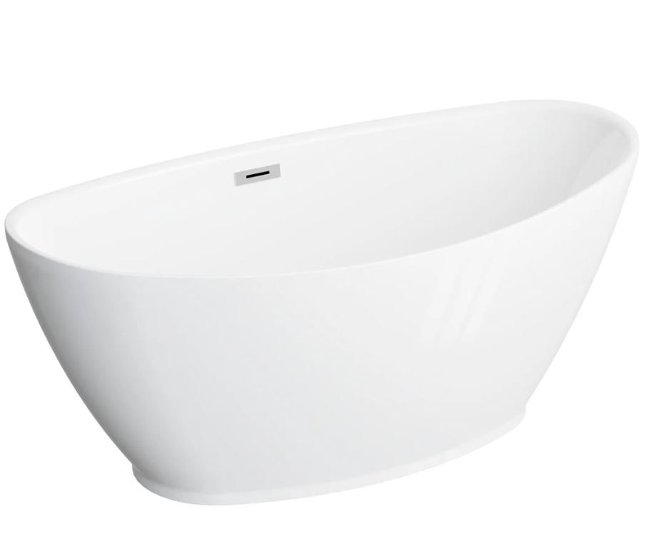 Polimat Wanna wolnostojąca Mango 150x75 cm owalna biały mat syfon i przelew chrom 00648