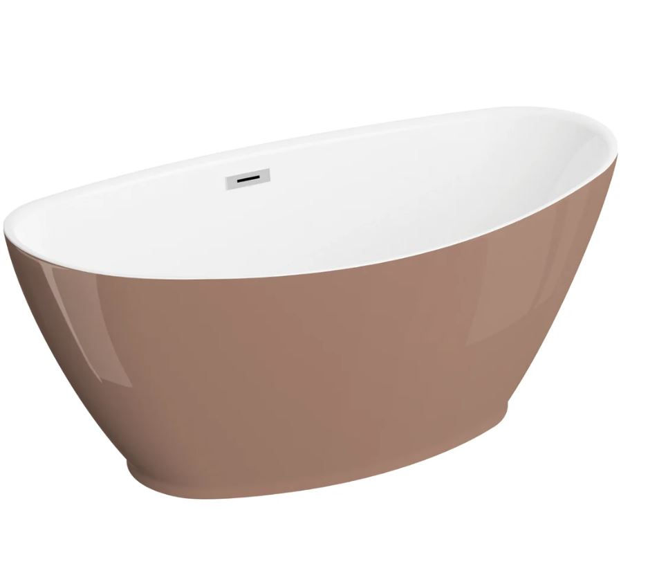Polimat Wanna wolnostojąca Mango 150x75 cm owalna mokka syfon i przelew chrom 00635